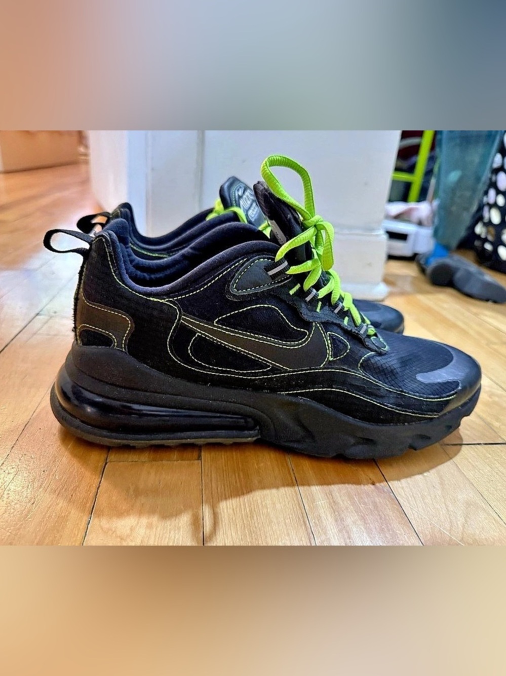 Nike Air Max 270 React Athletic Shoes Black & Green US 10.5